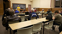Discussion during an during a PMUG Answers session, seen here in Room 4 of Stuart Hall.